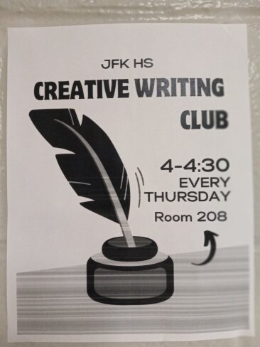 Poster's advertising creative writing club posted across the school.